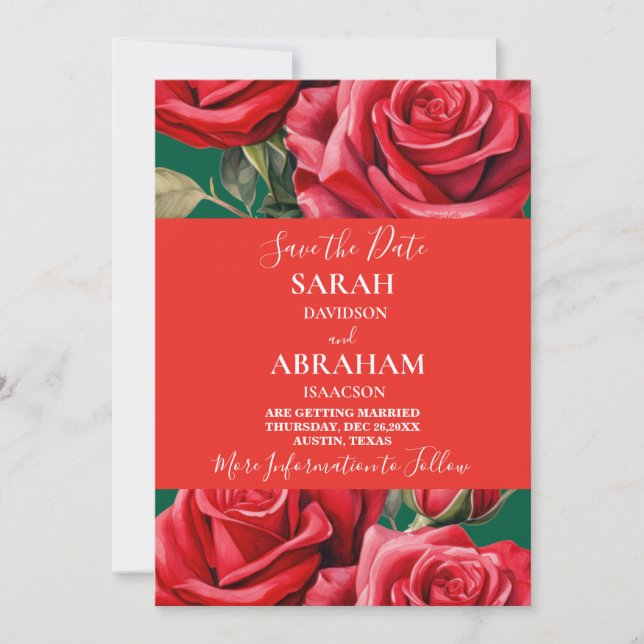 Rote Rosen Save the Date Einladung (Vorderseite)