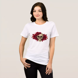 Rote Rosen-Schädel | Gothic-Halloween-Shirt Tri-Blend Shirt