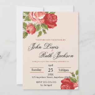 Rote Rosen Schrift Hochzeits-Einladung Elegante Einladung