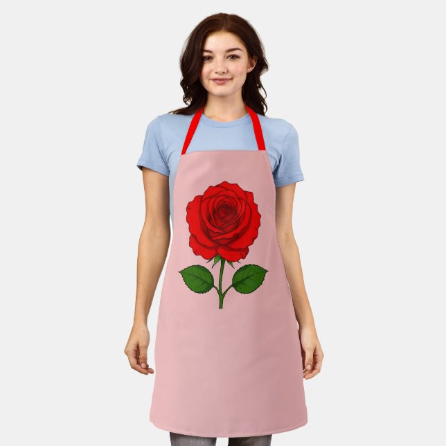 Rote-Rosen-Schürze Schürze (Getragen)