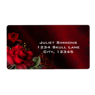Rote Rosen schwarze Gothic-Goth-Adressaufkleber