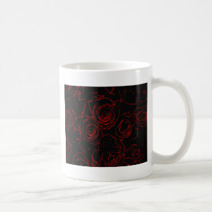 Rote Rosen Schwarzer Hintergrund Kaffeetasse
