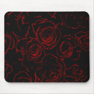 Rote Rosen Schwarzer Hintergrund Mousepad