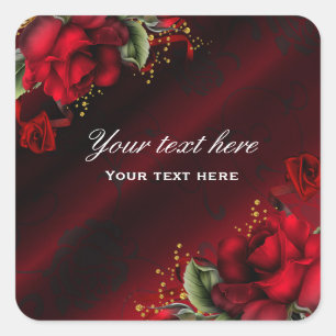 Rote Rosen Seide Gothic Aufkleber Label