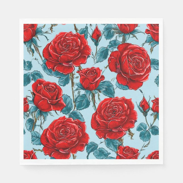 Rote Rosen Serviette (Vorderseite)