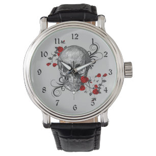 Rote Rosen Skull Watch Armbanduhr