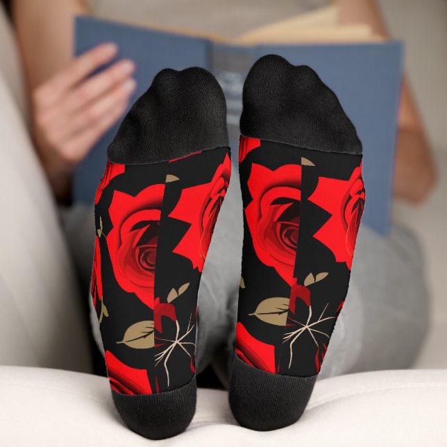 Rote Rosen Socken (Unterseite)