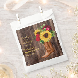 Rote Rosen Sonnenblumen Cowgirl Boots Quinceanera  Geschenktütchen