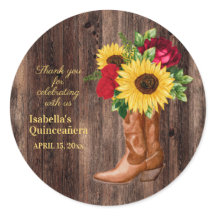 Rote Rosen Sonnenblumen Cowgirl Boots Quinceanera