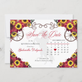 Rote Rosen Sonnenblumen Quinceañera Save the Date Einladung
