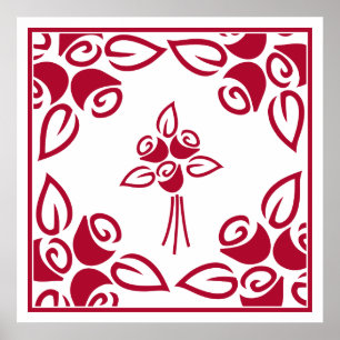 Rote Rosen Square Motif Gerahmte Mauer Kunst, Dich Poster