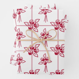 Rote Rosen Square Motif Wrapping Paper Sheet Set Geschenkpapier Set