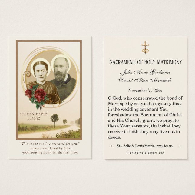 Rote Rosen St. Zelie & Louis Martin Wedding Card (Vorne & Hinten)
