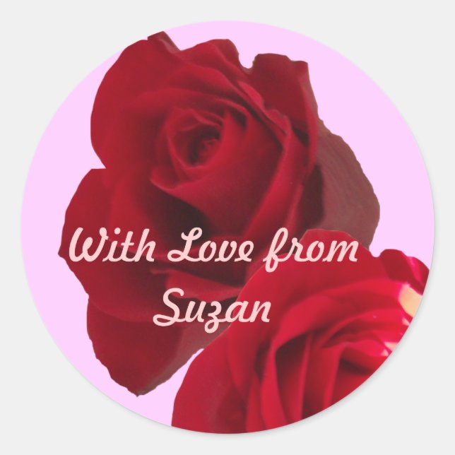 Rote Rosen-Stift Runder Aufkleber (Vorderseite)