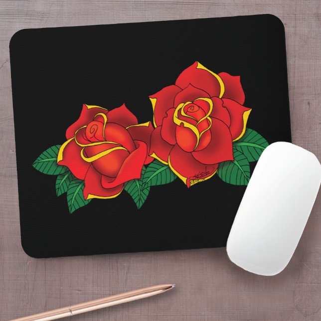 Rote Rosen Tattoo Mousepad (Von Creator hochgeladen)