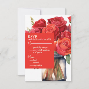 Rote Rosen UAWG-Antwortkarte RSVP Karte