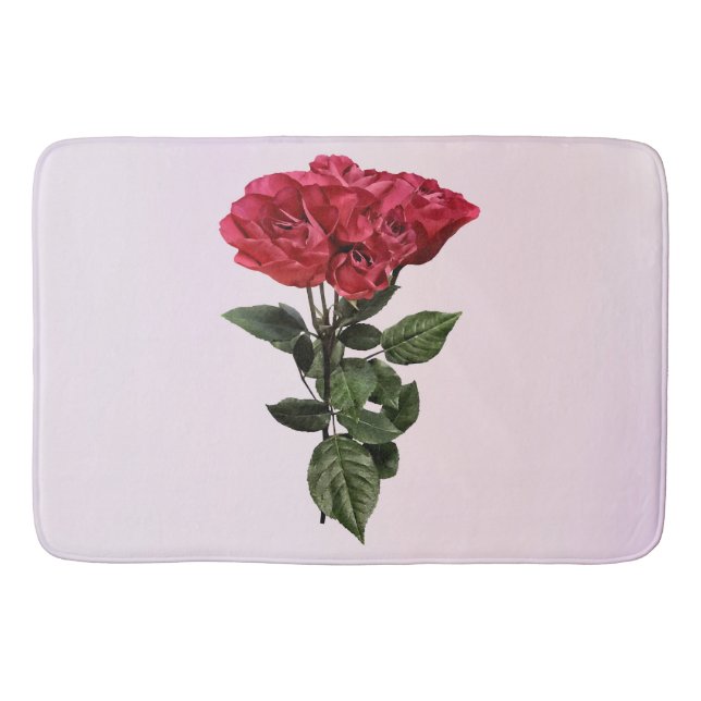 Rote Rosen und Blätter Badematte (Vorderseite)