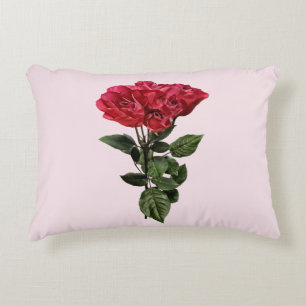 Rote Rosen und Blätter Dekokissen
