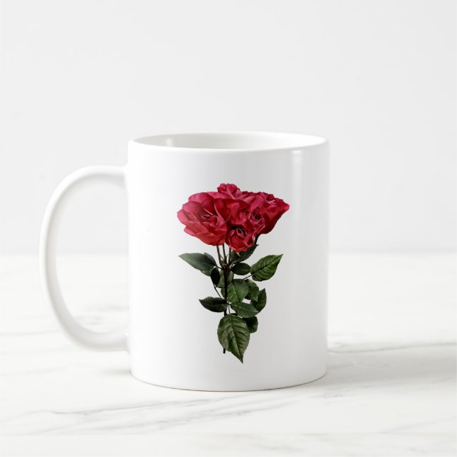 Rote Rosen und Blätter Kaffeetasse (Links)