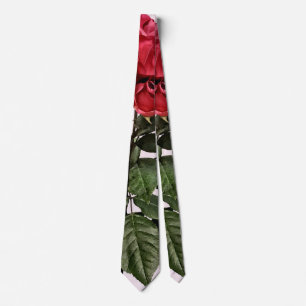 Rote Rosen und Blätter Krawatte