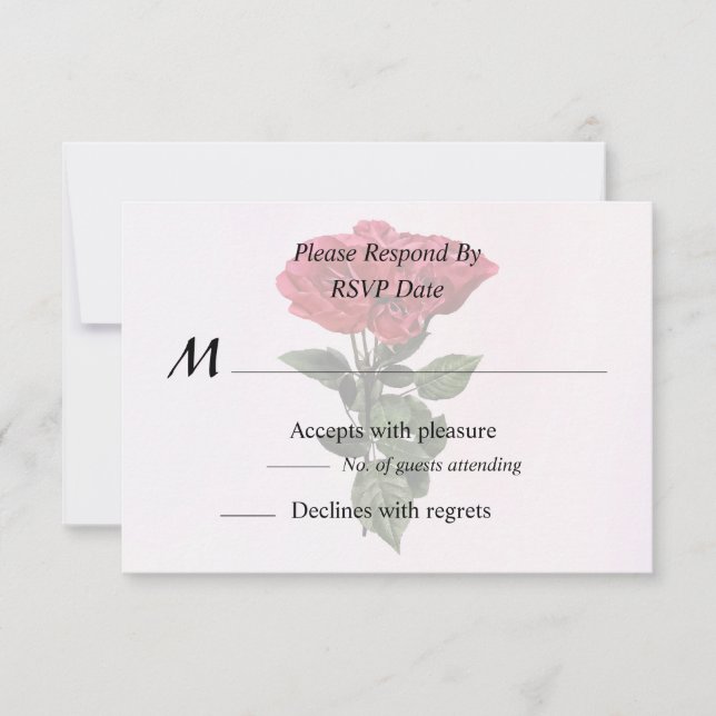 Rote Rosen und Blätter RSVP Karte (Vorderseite)