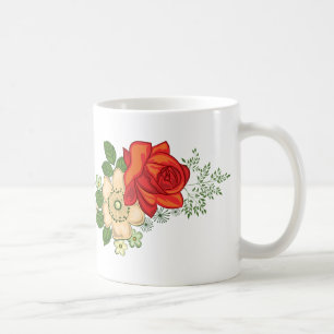 Rote Rosen und Gänseblümchen Tasse