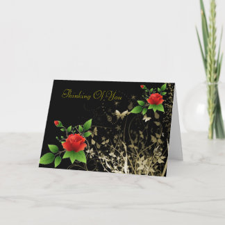 Rote Rosen und Gold Butterfly Card Karte
