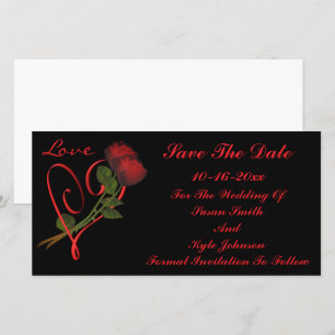 Rote Rosen und Herz-Hochzeit speichern das Datum Save The Date