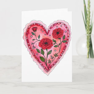 Rote Rosen und Herz-Jubiläums-Valentinstag Karte