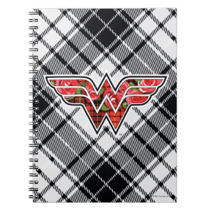Rote Rosen und Kariertes Wonder Woman Logo Notizblock