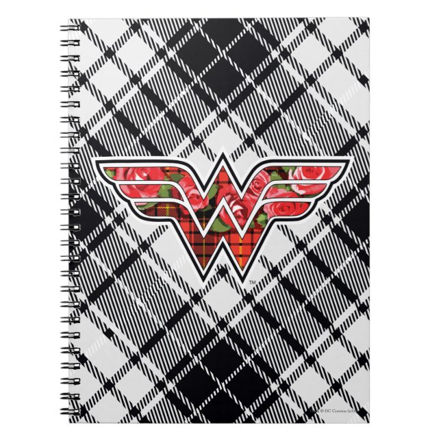 Rote Rosen und Kariertes Wonder Woman Logo Notizblock (Vorderseite)