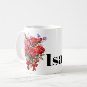 Rote Rosen und Lavendel - personalisierte Umarmung Kaffeetasse