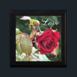 Rote Rosen und Liebe Trinkbox Geschenkbox<br><div class="desc">Diese individuell gestaltbare Schmuckbox hat einen Haufen tropfender nasser rote Rosen, und das Wort "Liebe" darauf, was es zu einer idealen Hochzeitsfeier oder Jubiläumsfeier für die Aufbewahrung eines besonderen Geschenks machen würde, oder gelassen, es sei das Geschenk für Ihre besondere Person, wertvolle Erinnerungen oder Schmuck in sich zu verwahren. Der...</div>