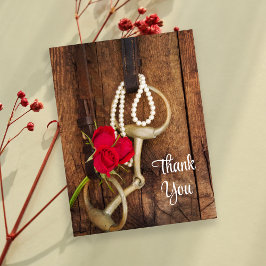 Rote Rosen und Pferdchen Land Hochzeit Vielen Dank Postkarte