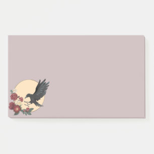 Rote Rosen und "Raven Post-it Notes" Post-it Klebezettel