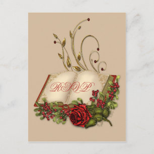 Rote Rosen und RSVP für Hochzeiten von Open Bible Einladungspostkarte