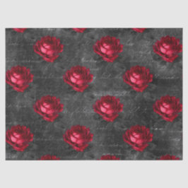 Rote Rosen und Schreiben über das "Gray Decoupage" Seidenpapier