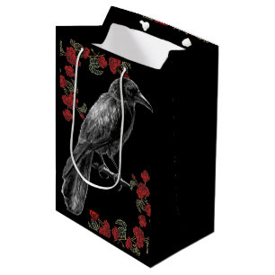 Rote Rosen und Schwarzvögel Mittlere Geschenktüte