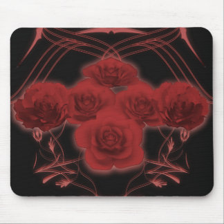 Rote Rosen und Stammesmuster - Mousepad