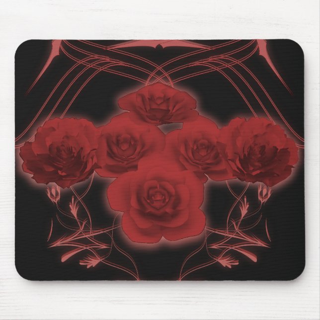 Rote Rosen und Stammesmuster - Mousepad (Vorne)