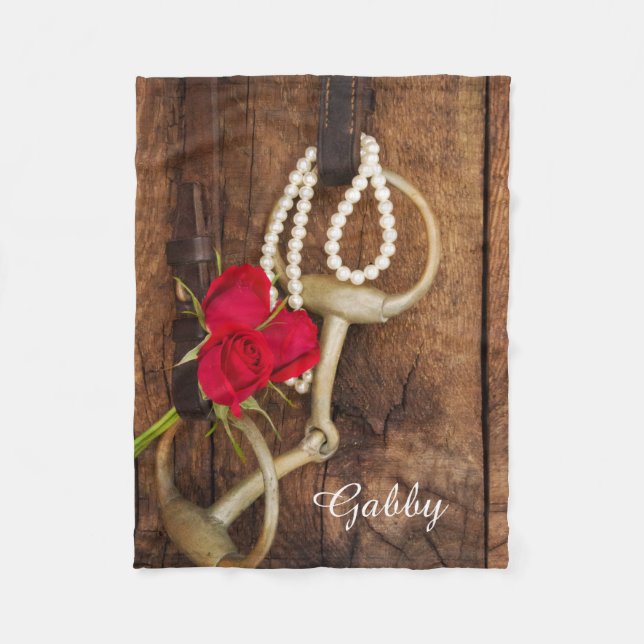 Rote Rosen und Western für Pferde und Pferde Fleecedecke (Vorderseite)
