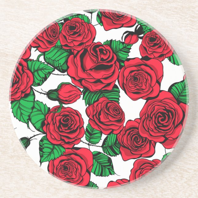 Rote Rosen Untersetzer (Vorne)