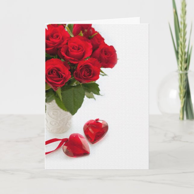 Rote Rosen Valentinstag Feiertagskarte (Vorderseite)