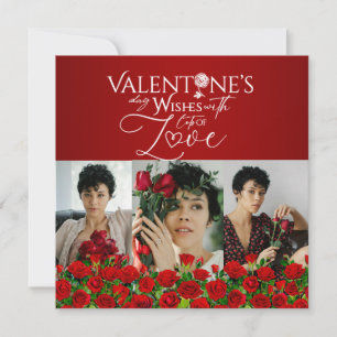 Rote Rosen Valentinstag Fotocollage Karte