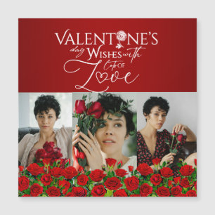 Rote Rosen Valentinstag Fotocollage Magnetkarte