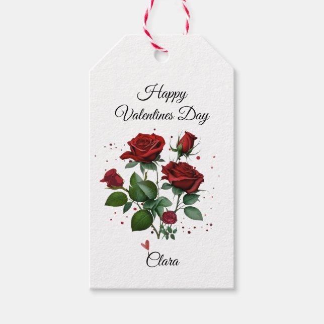 Rote Rosen Valentinstag Geschenkanhänger (Vorderseite)