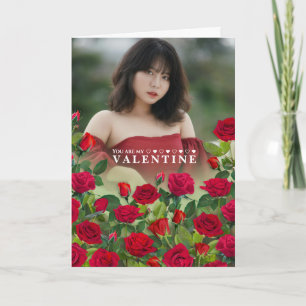 Rote Rosen Valentinstag Individueller Text Foto-Gr Karte