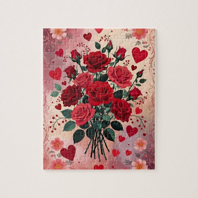 Rote Rosen, Valentinstag, Puzzle (Vertikal)