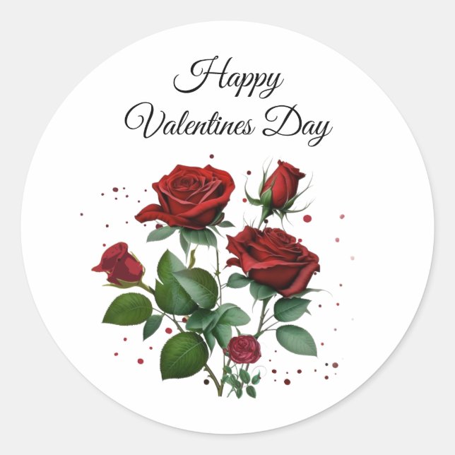 Rote Rosen Valentinstag Runder Aufkleber (Vorderseite)