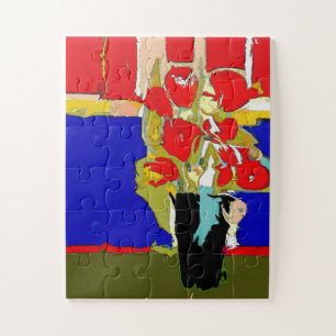 Rote Rosen Vase Art Deco Puzzle